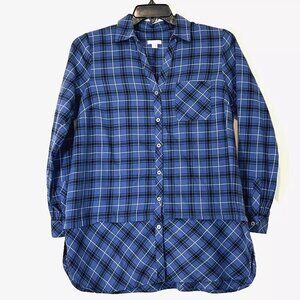 J. Jill Plaid Flannel Button Down Tunic size Small to Medium